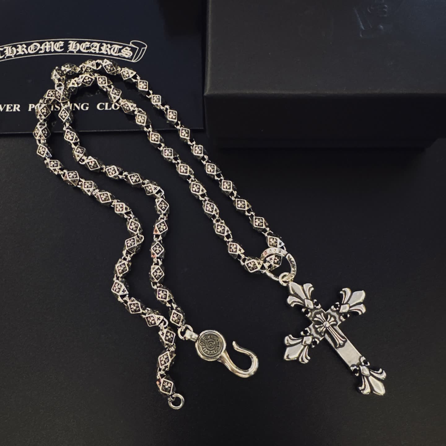 Chrome Hearts Silver Cross Pendant Necklace